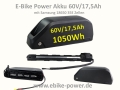 Bild 1 von Power E-Bike Akku  60V/17,5Ah 1050Wh mit Samsungzellen 18650 35E  / (Option) inkl. Ladegerät 4A, inkl.  Halterung 