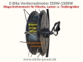 Bild 1 von E-Bike Vorderrad- Motor AYW  für 48V/60V/72V (250W -2500W) mit Scheibenbremsaufnahme  / (Variante) Rikscha-, Lastenrad - Wicklung 5x13 / (Hohlkammerfelge Größe / Farbe:) 26 Zoll schwarz mit Bremsflanke / (Speichen) DT Swiss Alpine II schwarz