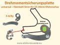 Bild 1 von 1 Stück Drehmomentsicherungselement / Drehmomentstütze für E-Bike Motoren (Edelstahl)  / (Variante) einteilig für 12-14mm Achse (90 Grad gedrehtes Langloch) (4mm dick)