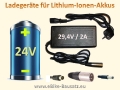 Ladegerät für Fahrradakku / E-Bike-Akku / Pedelec Lithium Ionen Akku 24V / 2A