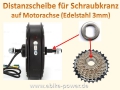 Bild 2 von Distanzscheibe U-Scheibe für  Motorachse an Zahnkranzseite (3mm Edelstahl) Spezialscheibe