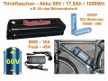 Bild 2 von Trinkflaschenakku 60V 17,5Ah für E-Bike / Pedelec - Lithium Ionen Akku Samsung 18650 / 1050Wh