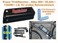 Trinkflaschenakku 60V 22,4Ah für E-Bike / Pedelec - Li- Ionen Akku Zellen Samsung 18650  / 1344Wh
