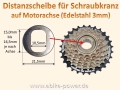 Bild 1 von Distanzscheibe U-Scheibe für  Motorachse an Zahnkranzseite (3mm Edelstahl) Spezialscheibe