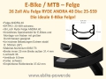 Bild 1 von Alu Felge RYDE ANDRA 40 Felgenring E-Bike Felge 36 Loch - sehr stabil  / (Option) 20 Zoll - mit Bremsflanke