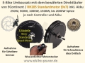 Bild 2 von 9Continent Komplett E-Bike Umbausatz Standardm. RH205 250-1900W Hinterrad f. Schraubk. +LCD5+Akku+LG  / (Option 1:) mit 48V/14Ah 672Wh Akku + 2A Ladegerät / (Option 2:) Sinuscontroller 40A mit LCD 8H Farbdisplay +79,90€ / (Option 3:) mit Universal-Bremskontakten (für Hydraulikbremse) + 20€ / (Option 4:) OHNE Gasgriff